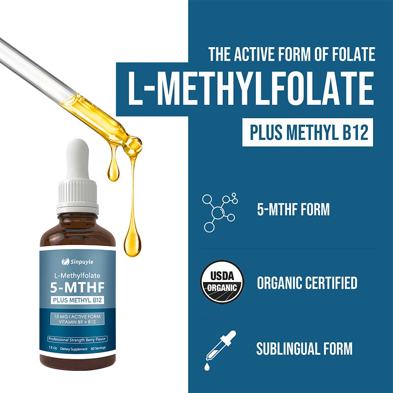 L Methyl Folate 15mg + B12 Cofactor, Berry Flavor, Professional Strength, Liquid Active 5-MTHF Form, Supports Mood, Methylation, & Cognition