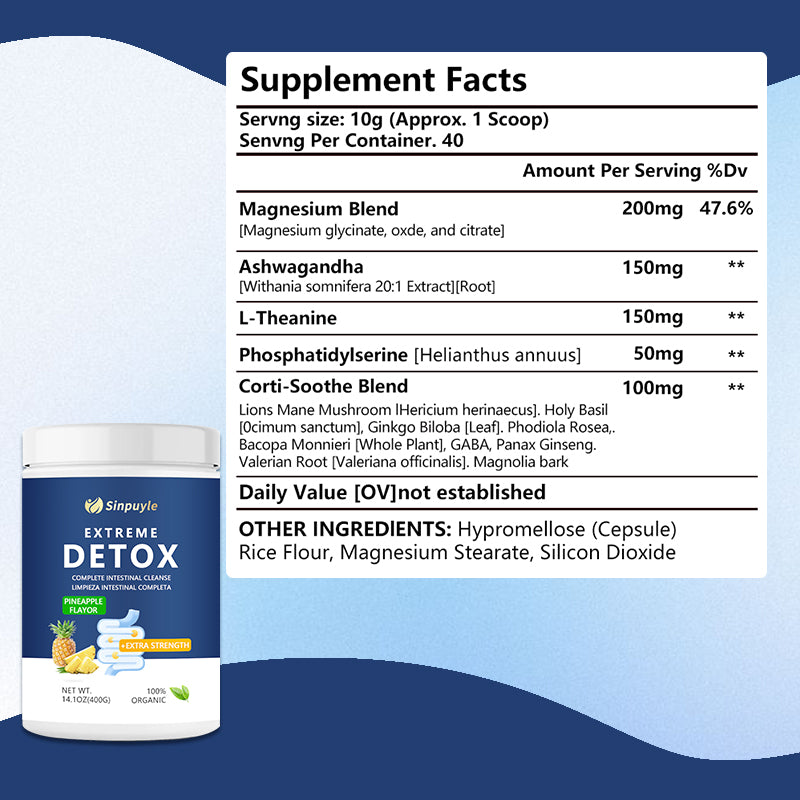 Cleanse Detox Powder - Pineapple Flavor, Supports Healthy Digestion with Multiple Fruits & Vegetables, Enzymes & Vitamins, Low Calorie, Natural Cleansing Drink, 380g, Dietary Supplement|Bold Bottle Design|Natural Ingredients