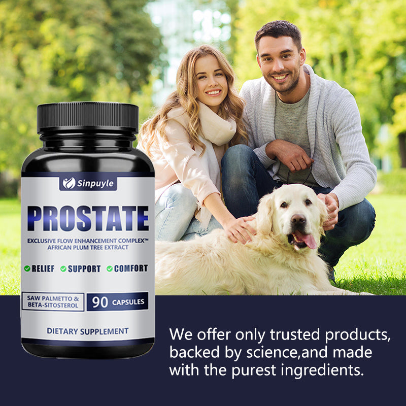 Prostate Support Capsules - 90 Count with Saw Palmetto, Stinging Nettle & Pumpkin Oil | Hypoallergenic
