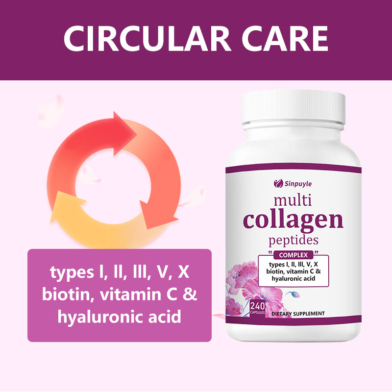 Multi Collagen Complex for Women, 90 Capsules Type I, II, III, V, X with Hyaluronic Acid, Biotin, & Vitamin C Hydrolyzed Protein Peptides Keto & Paleo Friendly
