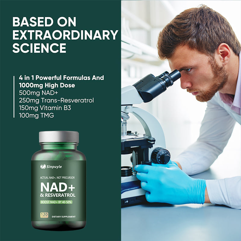 NAD+ & Resveratrol Boost Supplement, 120 Softgels - Hypoallergenic Formula for Energy & Longevity, 40-50% Higher Absorption Rate, Non-Prescription, 3-Year Shelf Life