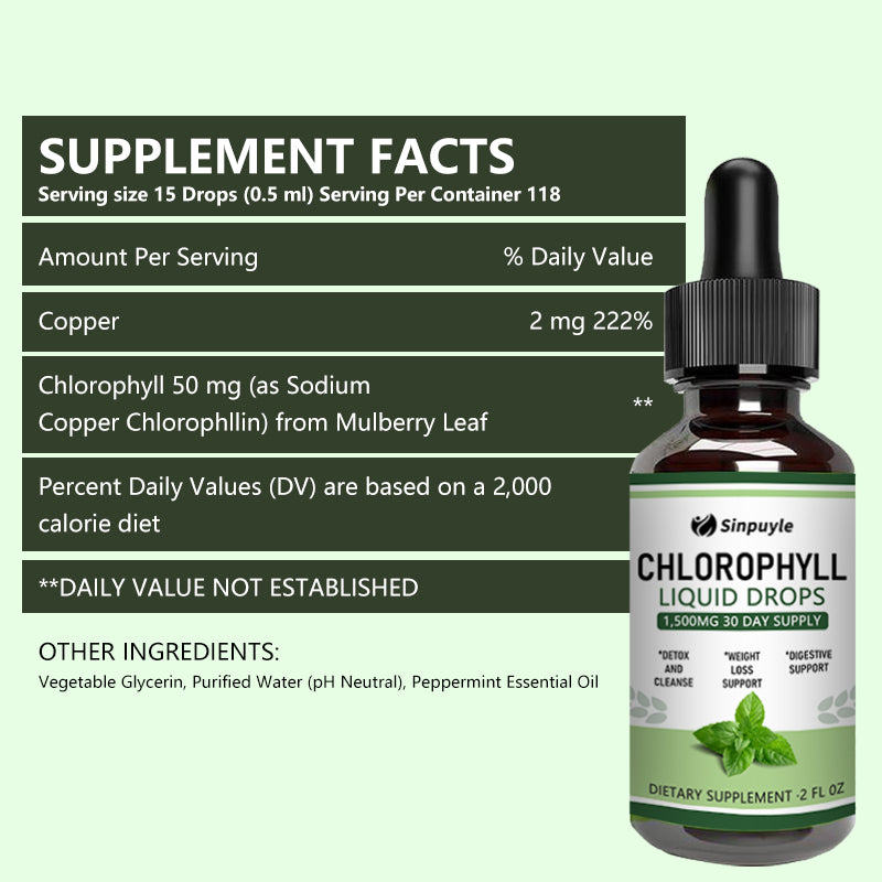 Chlorophyll Liquid Drops For Clear Light Beige & Energy Boost - Immune Support Supplement - Liquid Chlorophyll For Gut Health