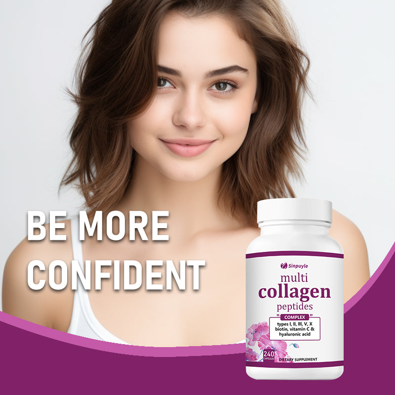 Multi Collagen Complex for Women, 90 Capsules Type I, II, III, V, X with Hyaluronic Acid, Biotin, & Vitamin C Hydrolyzed Protein Peptides Keto & Paleo Friendly