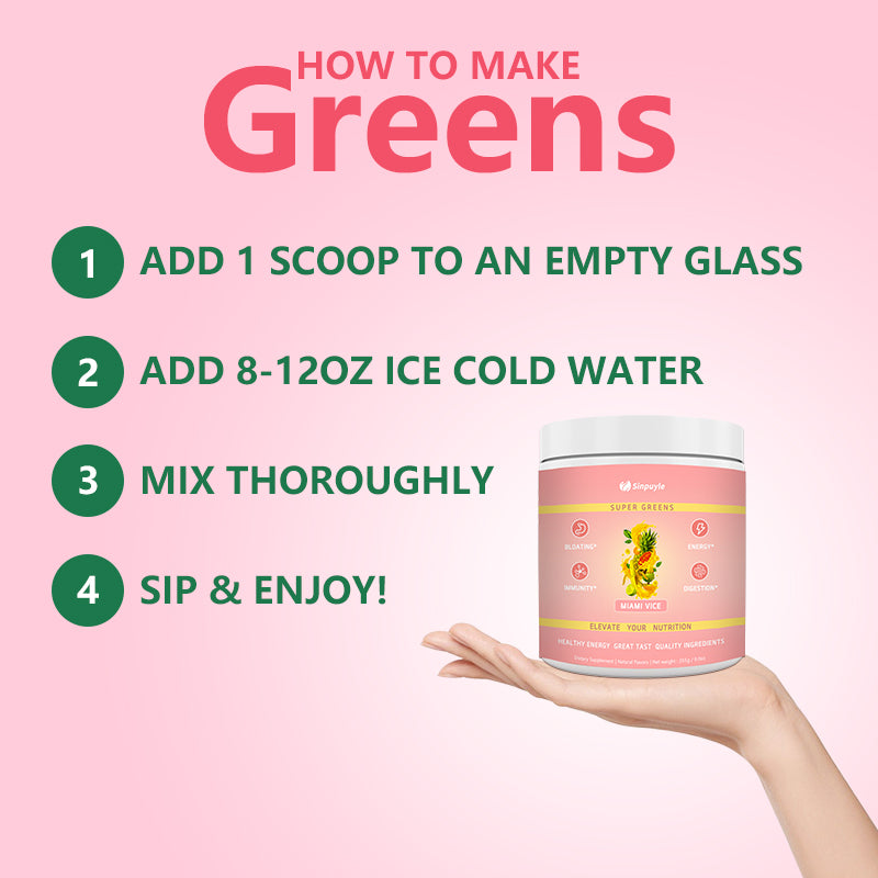 Nutrition Super Greens GreensPowder with Spirulina & Chlorella for Digestion, GutHealth, Immunity & Energy, Vegan, Miami Vice