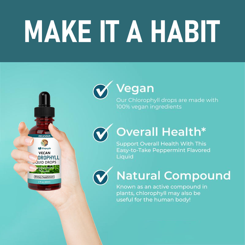 Chlorophyll Liquid Drops | Vegan | Non-Diluted Liquid Chlorophyll| Mulberry Derived Supplement for Ages 14+| Delicious Minty Flavor | 2 Fl Oz