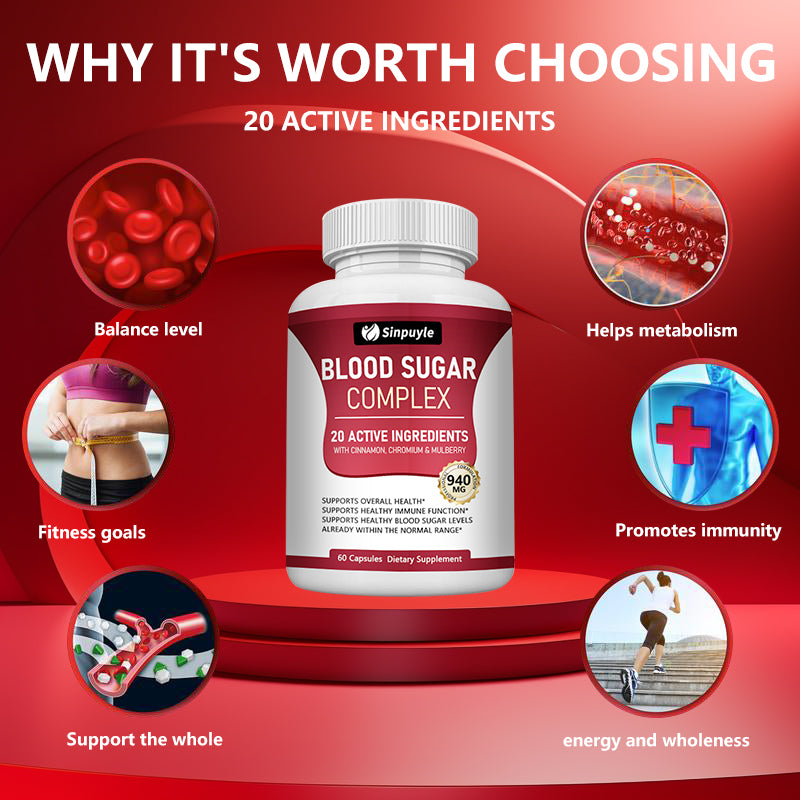 Blood Sugar Complex - Cinnamon, Bitter Melon & Mulberry - Immune Support - 60 Capsules
