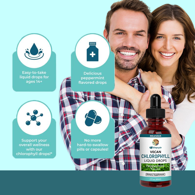 Chlorophyll Liquid Drops | Vegan | Non-Diluted Liquid Chlorophyll| Mulberry Derived Supplement for Ages 14+| Delicious Minty Flavor | 2 Fl Oz