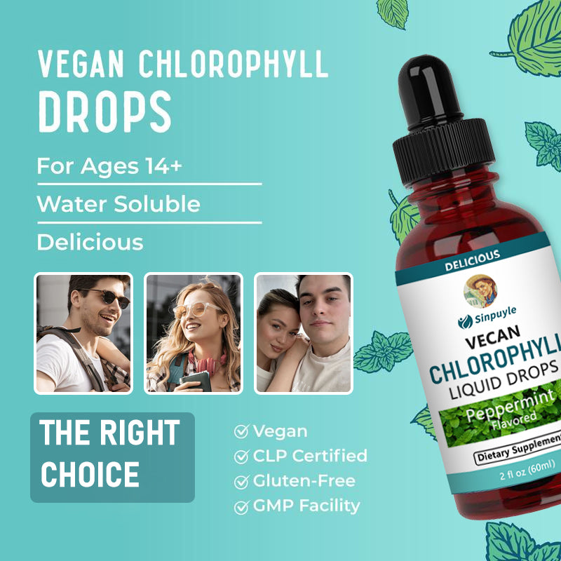 Chlorophyll Liquid Drops | Vegan | Non-Diluted Liquid Chlorophyll| Mulberry Derived Supplement for Ages 14+| Delicious Minty Flavor | 2 Fl Oz