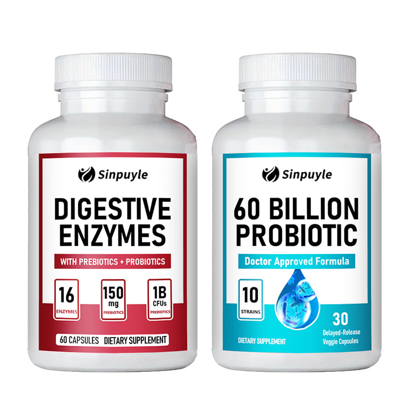 Advanced Gut Health Bundle: 60 Billion Probiotics & Digestive Enzymes For Gut Support, 60 Capsules Per Bottle