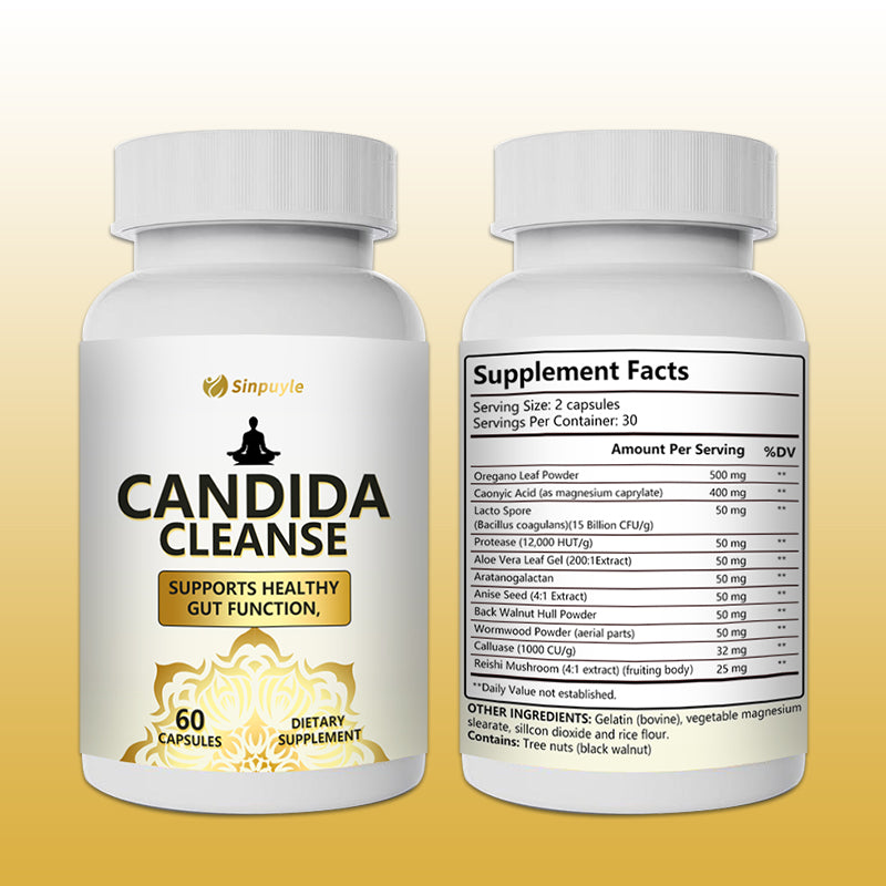 Candida Cleanse, Oreganoleaf, Aloe Vera, Wormwood, Black Wainut Hul, Gut Colon Cleanse Detox, Feminine Balance Complex, Natural Herbal Formula
