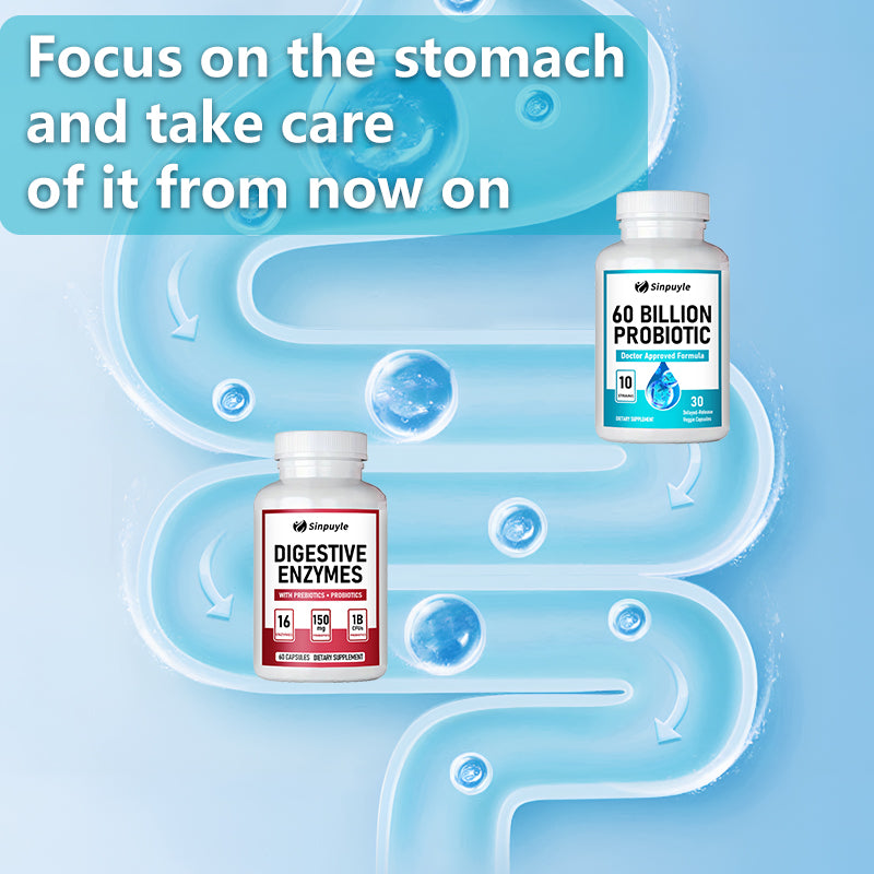 Advanced Gut Health Bundle: 60 Billion Probiotics & Digestive Enzymes For Gut Support, 60 Capsules Per Bottle