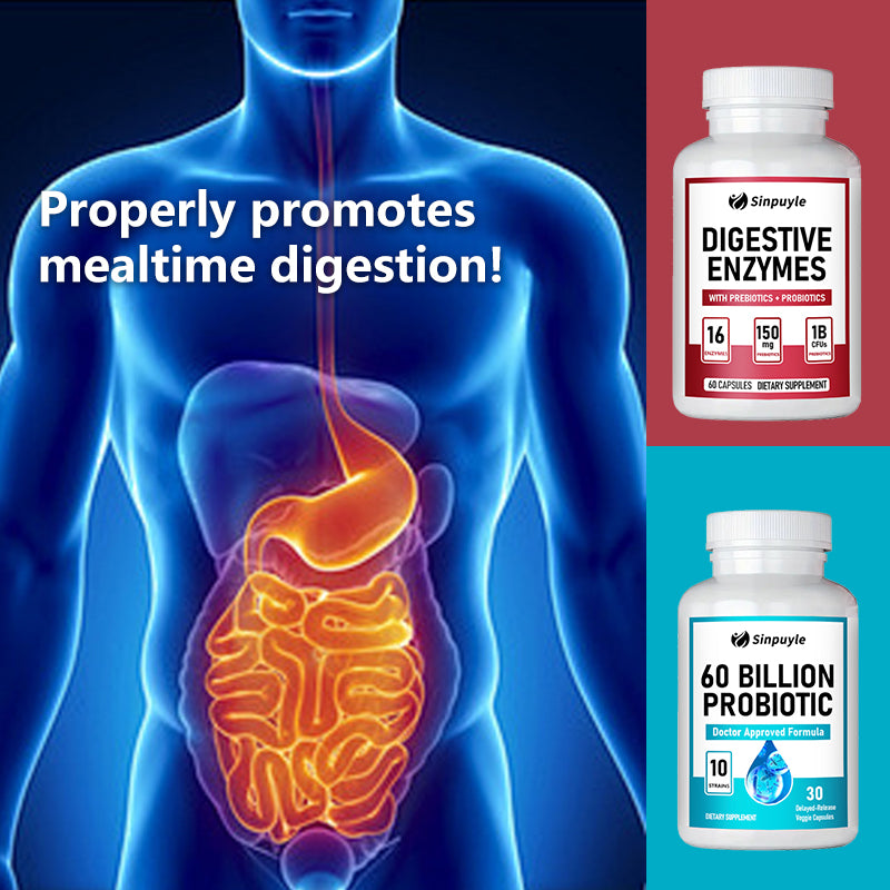 Advanced Gut Health Bundle: 60 Billion Probiotics & Digestive Enzymes For Gut Support, 60 Capsules Per Bottle