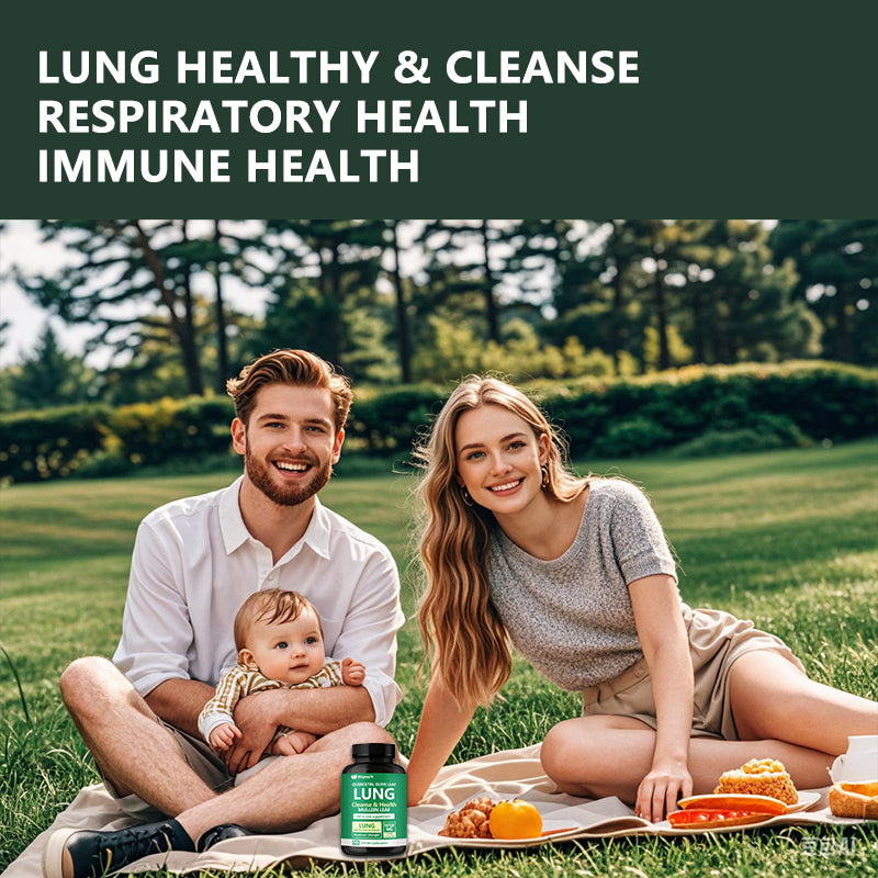 60 Capsules Lung Health Formula - Lung Cleanse Supplement With Mullein Leaf, Vitamin C&D3, Selenium, Zinc, Quercetin & Bromelain For Respiratory, Breathing & Bronchial Health