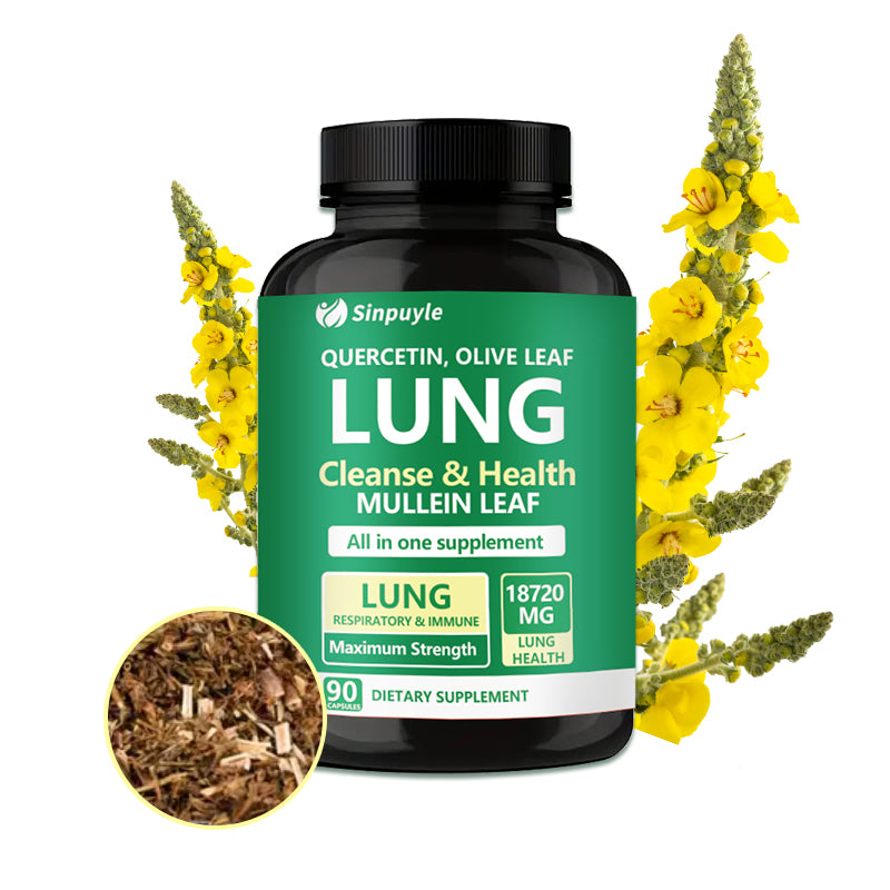 60 Capsules Lung Health Formula - Lung Cleanse Supplement With Mullein Leaf, Vitamin C&D3, Selenium, Zinc, Quercetin & Bromelain For Respiratory, Breathing & Bronchial Health