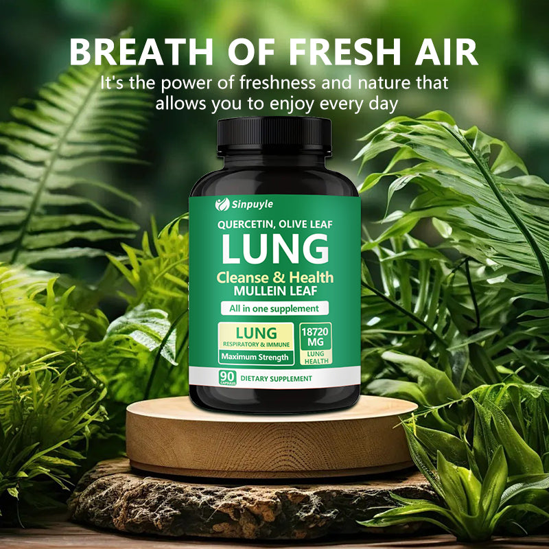 60 Capsules Lung Health Formula - Lung Cleanse Supplement With Mullein Leaf, Vitamin C&D3, Selenium, Zinc, Quercetin & Bromelain For Respiratory, Breathing & Bronchial Health