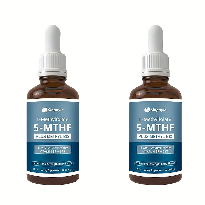 L Methyl Folate 15mg + B12 Cofactor, Berry Flavor, Professional Strength, Liquid Active 5-MTHF Form, Supports Mood, Methylation, & Cognition