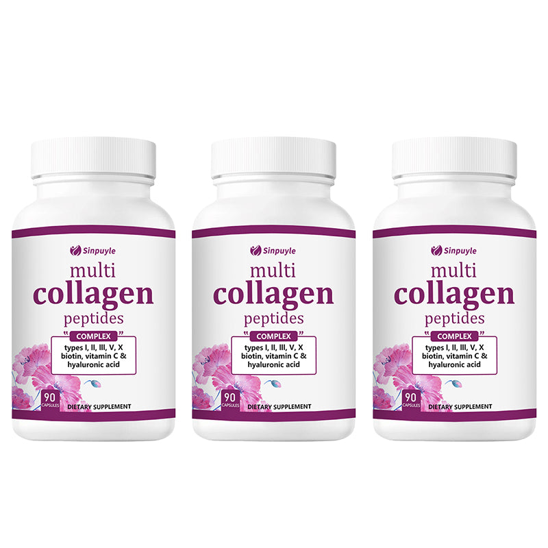 Multi Collagen Complex for Women, 90 Capsules Type I, II, III, V, X with Hyaluronic Acid, Biotin, & Vitamin C Hydrolyzed Protein Peptides Keto & Paleo Friendly