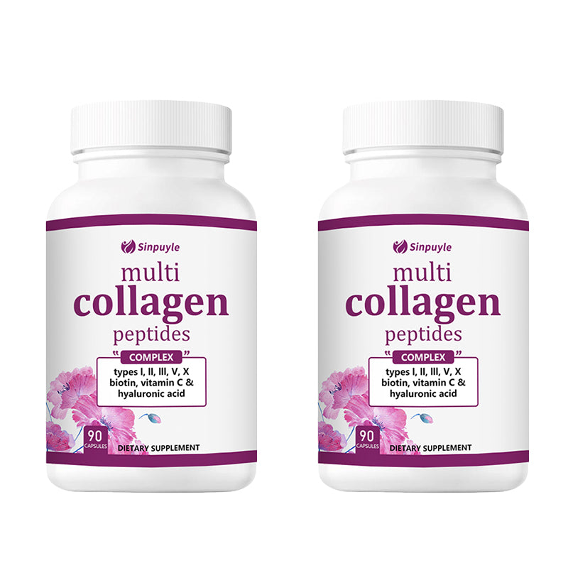 Multi Collagen Complex for Women, 90 Capsules Type I, II, III, V, X with Hyaluronic Acid, Biotin, & Vitamin C Hydrolyzed Protein Peptides Keto & Paleo Friendly