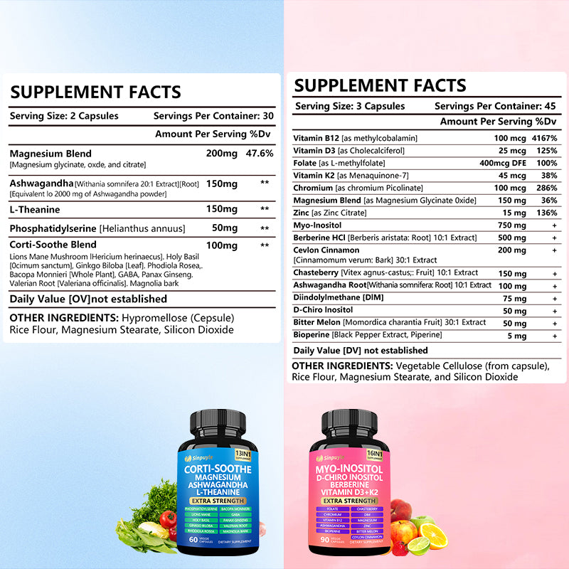 Soothe & Smooth Bundle, Cortisol Manager, Cortisol AndMyo-lnositol All-in-One Supplement