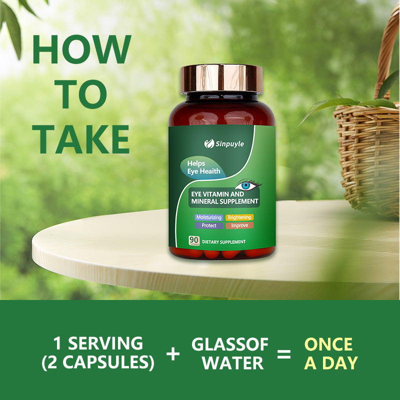 Lutein Eye Vitamins Supplement for Macular Health and Dry Eye, Contains Lutein, Zinc, Vitamins C/E & Zeaxanthin to Support Eye Health, 90 Tablets