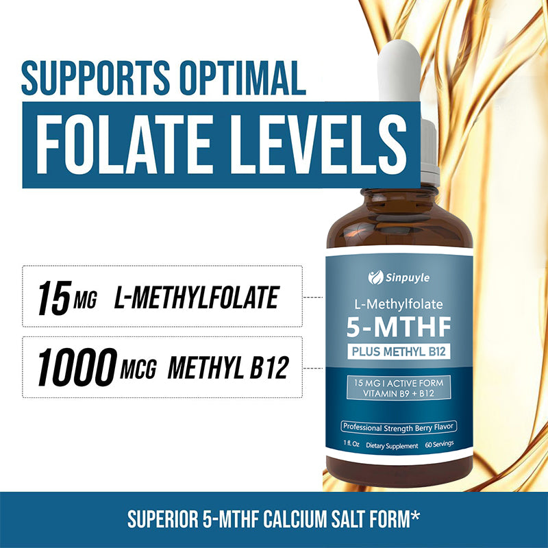 L Methyl Folate 15mg + B12 Cofactor, Berry Flavor, Professional Strength, Liquid Active 5-MTHF Form, Supports Mood, Methylation, & Cognition