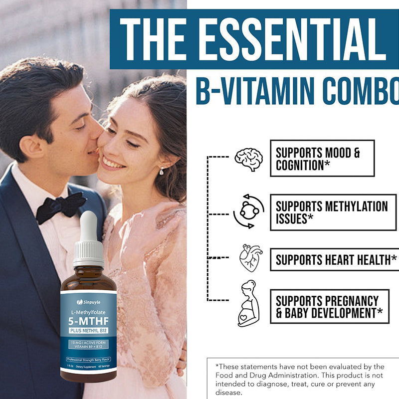 L Methyl Folate 15mg + B12 Cofactor, Berry Flavor, Professional Strength, Liquid Active 5-MTHF Form, Supports Mood, Methylation, & Cognition