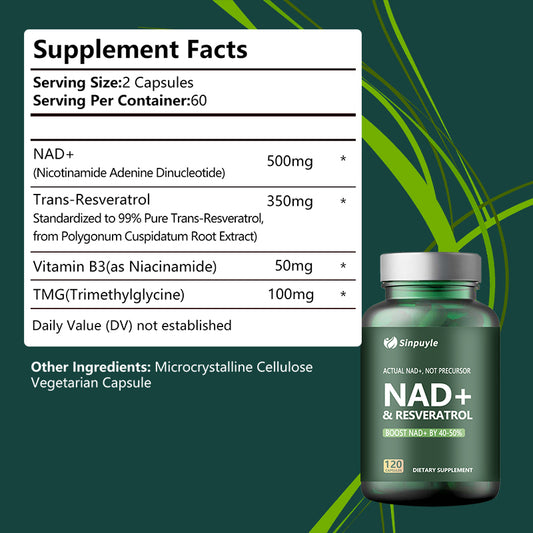 NAD+ & Resveratrol Boost Supplement, 120 Softgels - Hypoallergenic Formula for Energy & Longevity, 40-50% Higher Absorption Rate, Non-Prescription, 3-Year Shelf Life