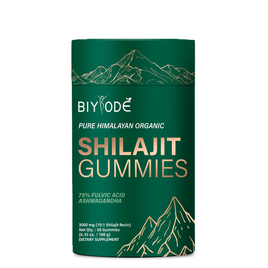 [Home Relaxation] Biyode Pure Himalayan Shilajit Golden Gummies - 3000 for MG Natural Energy Boost with Ashwagandha, Ginseng & Herbs, Hypoallergenic, 60 Count, Black Musli, Gokshura, Ginger Infused
