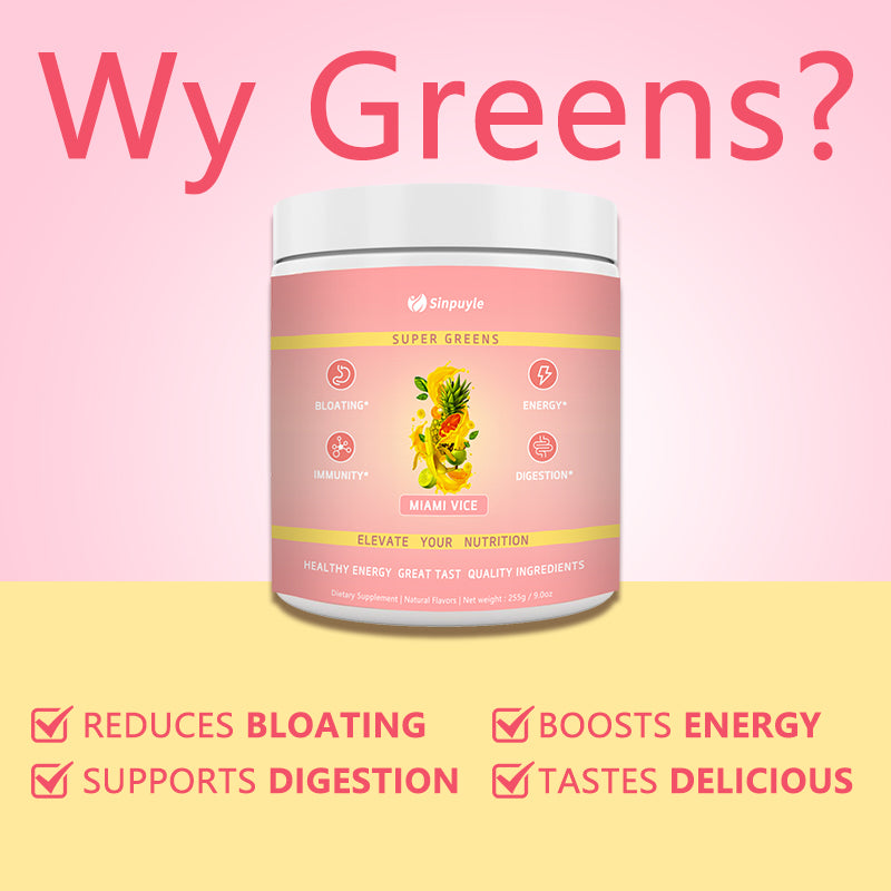 Nutrition Super Greens GreensPowder with Spirulina & Chlorella for Digestion, GutHealth, Immunity & Energy, Vegan, Miami Vice