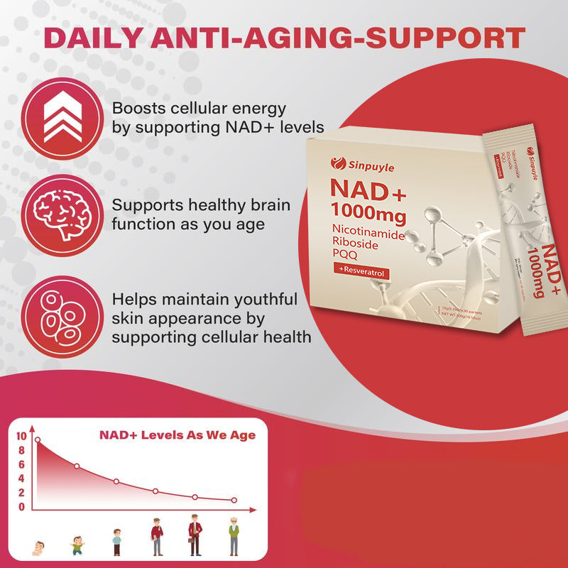 NAD+ Berry Flavor Drink Mix for Skin Aging Support, Energy, and Focus - A pack of 30-