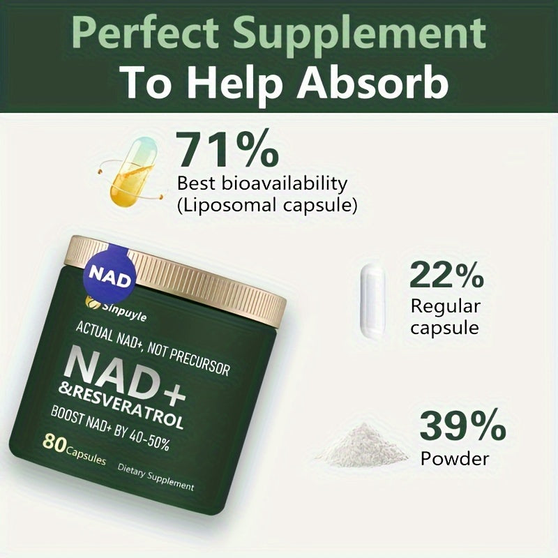 NAD-Supplement MNM Supplement Alternative - Liposomal Nicotinamide Riboside, Resveratrol, Quercetin by Reus Research - High Purity NAD-Supplement for Anti-Aging, Energy, Focus - 80