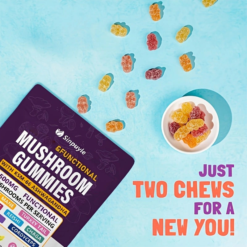1/2/3 Bags of Mushroom Gummies to Supplement Gummies - Comprehensive Mushroom Supplement, South African Drunk Coffee Gummies, Holiday Gift, 80 Gummies per Bag